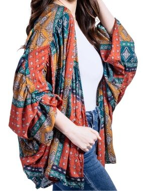 **NWT** Hayden Boho Printed Open-Front Kimono